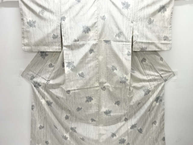 JAPANESE KIMONO / ANTIQUE KIMONO / SILK / TOKAMACHI TSUMUGI / WOVEN MAPLE LEAVES
